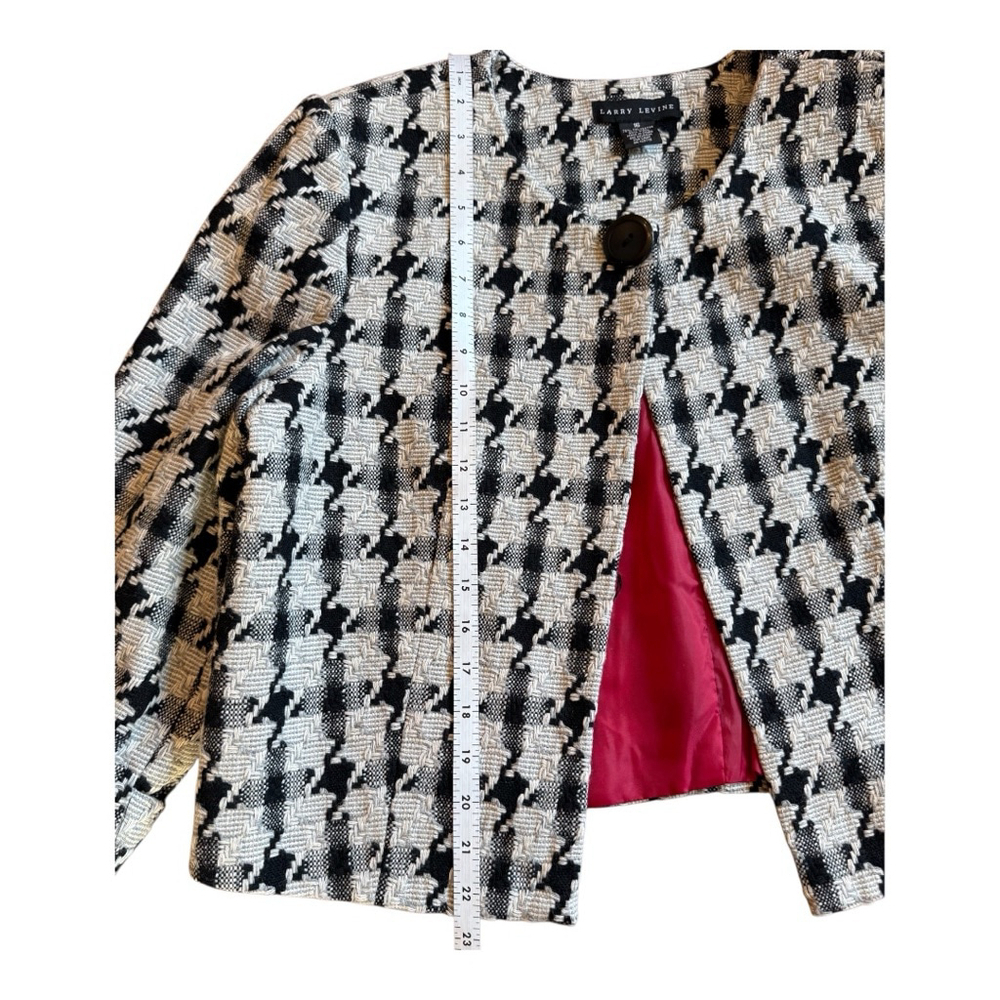 Larry Levine Womens Houndstooth Collarless Tweed Blazer Jacket Size 16 - Picture 12 of 12